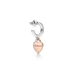 Tiffany & Co. Return to Tiffany® Hoop Earrings in Sterling Silver and Rose Gold, Mini | ^ Earrings|Hoop Earrings