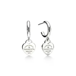 Tiffany & Co. Return to Tiffany® Hoop Earrings in Sterling Silver with Diamonds, Mini | ^ Earrings|Gifts for Her