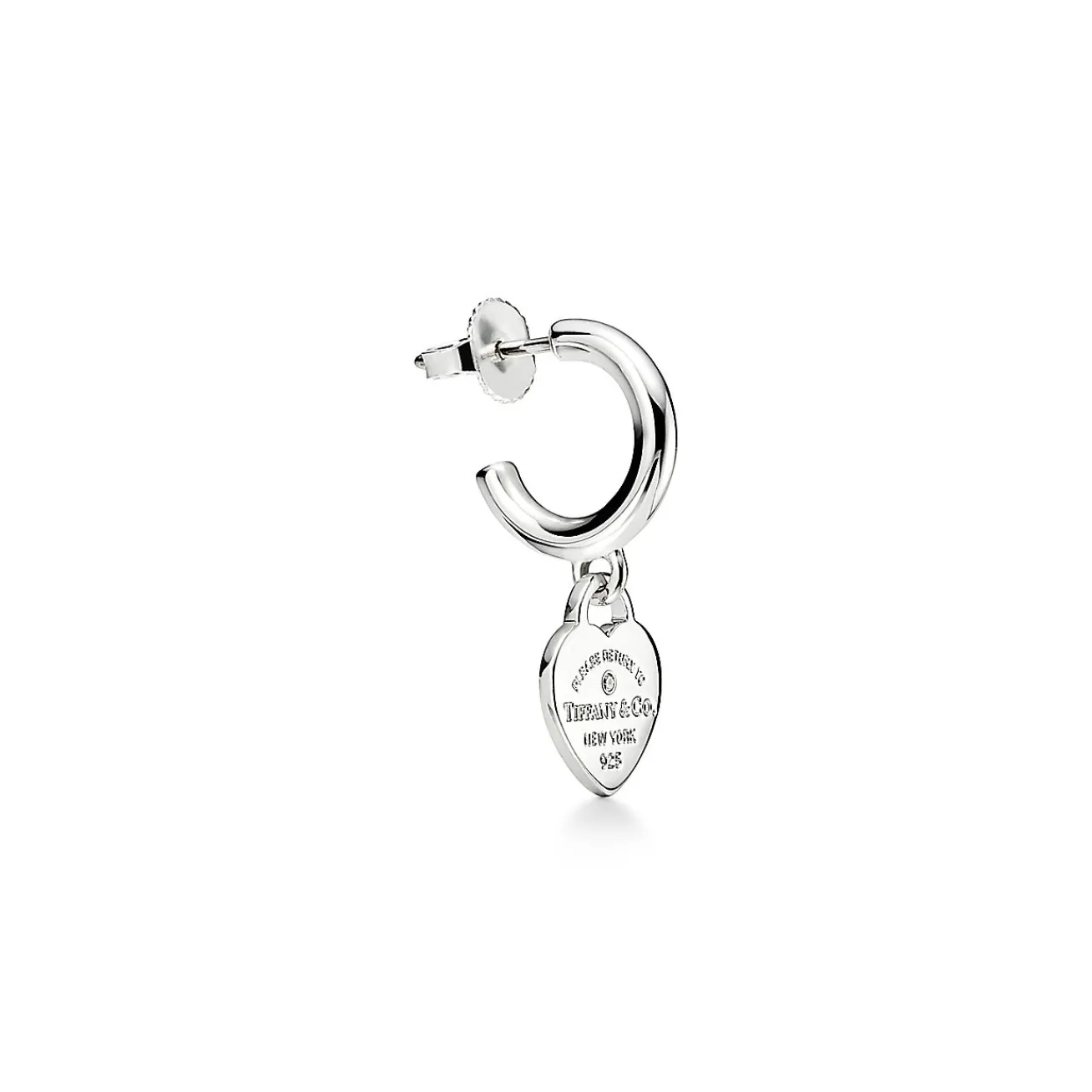 Tiffany & Co. Return to Tiffany® Hoop Earrings in Sterling Silver with Diamonds, Mini | ^ Earrings|Gifts for Her