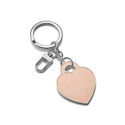 Tiffany & Co. Return to Tiffany® Leather Inlaid Heart Tag Key Ring in Palladium-plated Brass | ^Women Key Rings|Women's Accessories