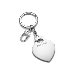 Tiffany & Co. Return to Tiffany® Leather Inlaid Heart Tag Key Ring in Palladium-plated Brass | ^Women Key Rings|Women's Accessories