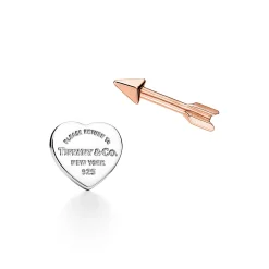 Tiffany & Co. Return to Tiffany® Lovestruck Heart Tag & Arrow Earrings in Silver and Rose Gold | ^ Earrings|Rose Gold Jewelry