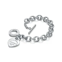 Tiffany & Co. Return to Tiffany™ Medium heart tag in sterling silver on a toggle bracelet 8" long. | ^ Bracelets|Gifts for Her