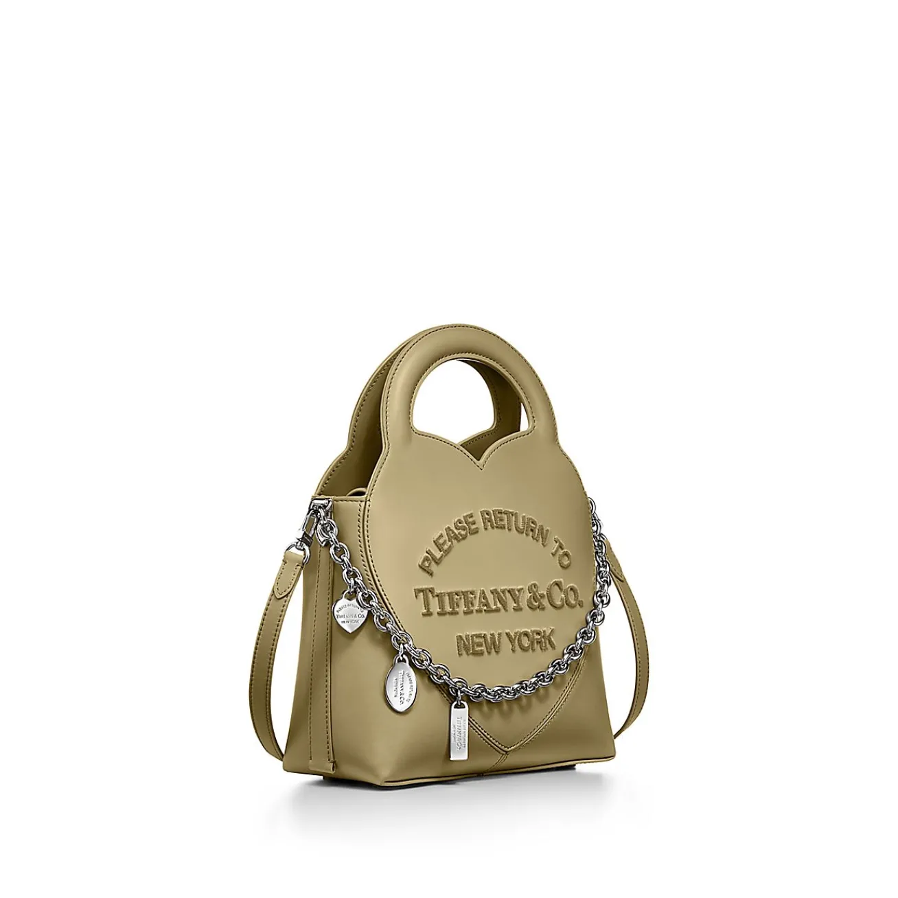 Tiffany & Co. Return to Tiffany® Mini Charm Tote Bag in Khaki Leather | ^Women Bags|Women's Accessories