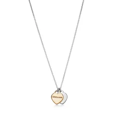 Tiffany & Co. Return to Tiffany™ mini double heart tag pendant in silver and 18k gold. | ^ Necklaces & Pendants|Gifts for Her