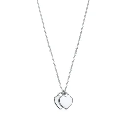 Tiffany & Co. Return to Tiffany™ mini double heart tag pendant in silver with Tiffany Blue enamel finish. | ^ Necklaces & Pendants|Gifts for Her