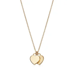 Tiffany & Co. Return to Tiffany® mini double heart tag pendant in 18k gold. | ^ Necklaces & Pendants|Gold Jewelry