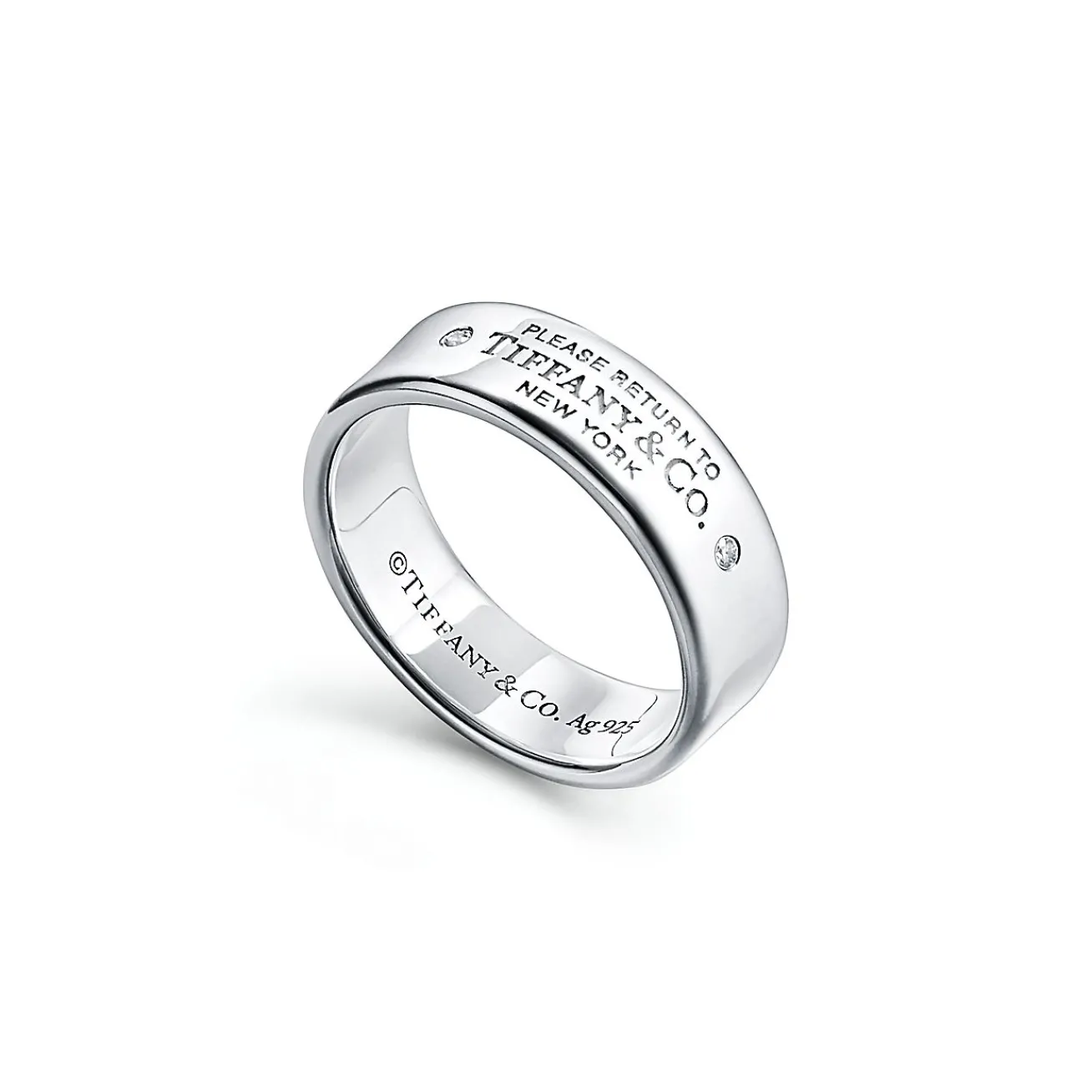 Tiffany & Co. Return to Tiffany® narrow ring in sterling silver with diamonds, 6 mm wide. | ^ Rings|Bold Silver Jewelry