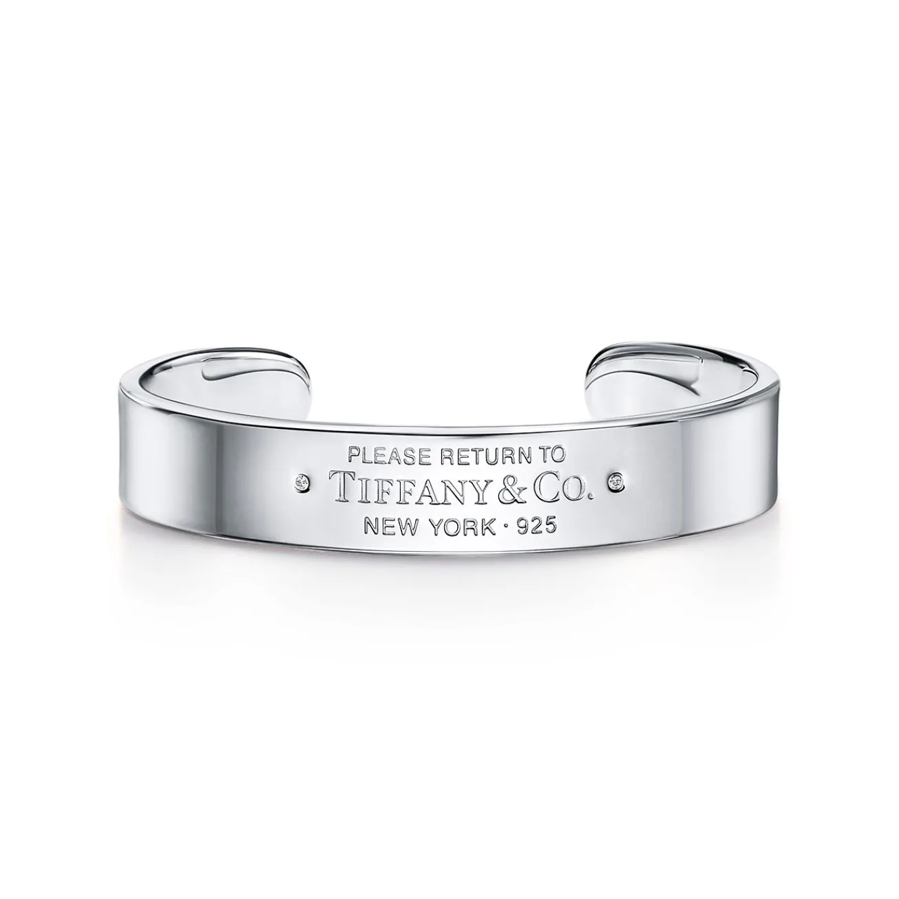 Tiffany & Co. Return to Tiffany® narrow cuff in sterling silver with diamonds, medium. | ^ Bracelets|Bold Silver Jewelry