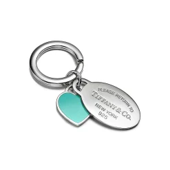 Tiffany & Co. Return to Tiffany® Oval and Heart Tag Key Ring in Silver with Tiffany Blue® | ^Women Tiffany Blue® Gifts|Key Rings