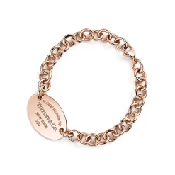 Tiffany & Co. Return to Tiffany® oval tag bracelet in 18k rose gold, medium. | ^ Bracelets|Rose Gold Jewelry