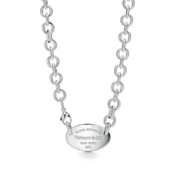 Tiffany & Co. Return to Tiffany® oval tag necklace in sterling silver, 15.5". | ^ Necklaces & Pendants|Bold Silver Jewelry
