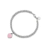 Tiffany & Co. Return to Tiffany® Pink Mini Heart Bead Bracelet in Silver with a Diamond, 4 mm | ^ Bracelets|Sterling Silver Jewelry
