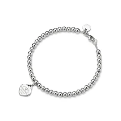 Tiffany & Co. Return to Tiffany® Pink Mini Heart Bead Bracelet in Silver with a Diamond, 4 mm | ^ Bracelets|Sterling Silver Jewelry