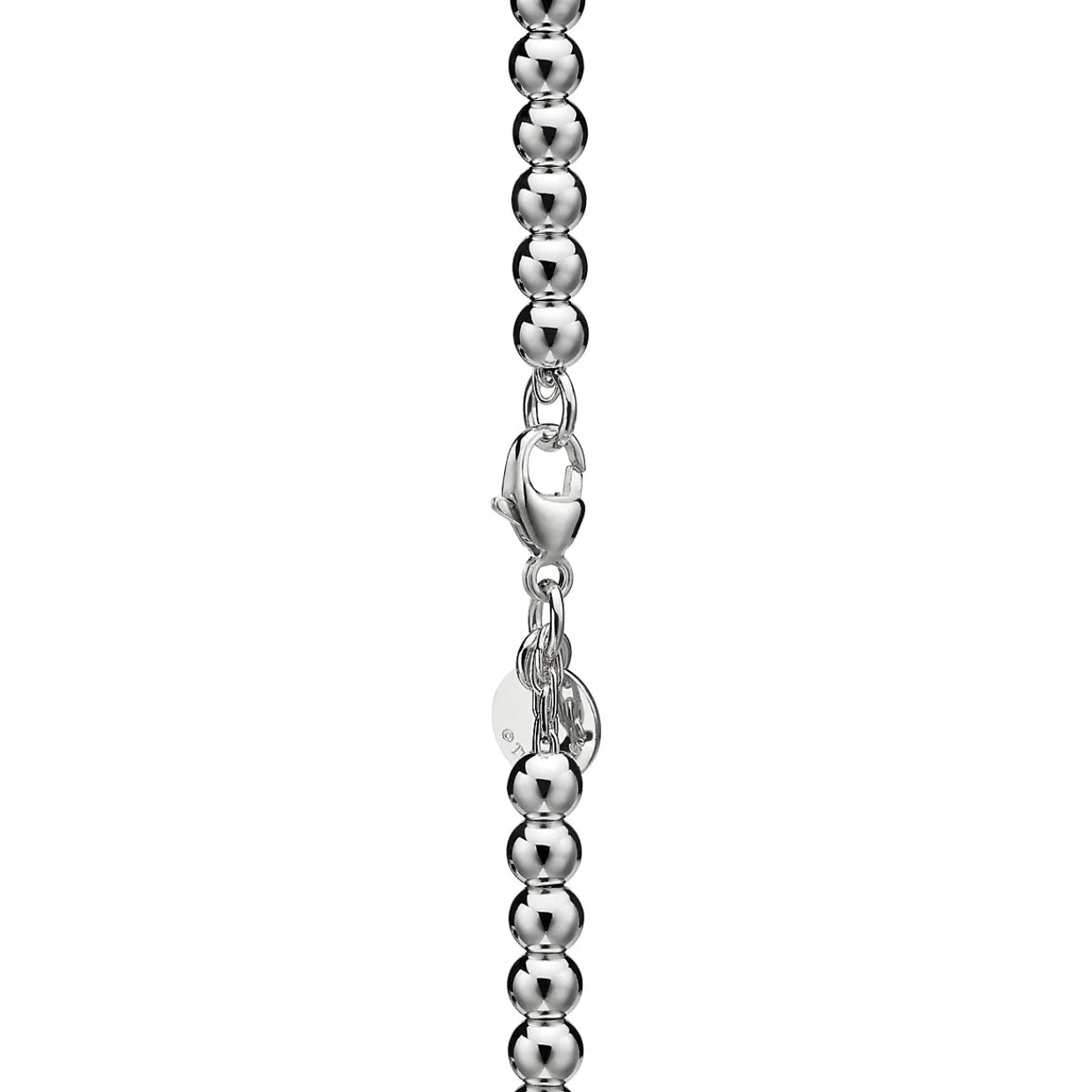 Tiffany & Co. Return to Tiffany® Pink Mini Heart Bead Bracelet in Silver with a Diamond, 4 mm | ^ Bracelets|Sterling Silver Jewelry
