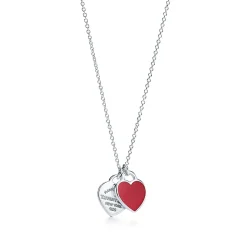 Tiffany & Co. Return to Tiffany® Red Double Heart Tag Pendant in Silver, Small | ^ Necklaces & Pendants|Gifts for Her