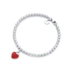 Tiffany & Co. Return to Tiffany® Red Heart Tag Bead Bracelet in Silver | ^ Bracelets|Gifts for Her