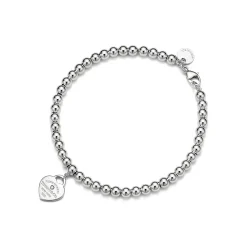 Tiffany & Co. Return to Tiffany® Red Mini Heart Bead Bracelet in Silver with a Diamond, 4 mm | ^ Bracelets|Gifts for Her