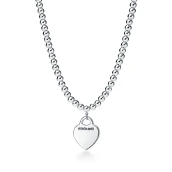Tiffany & Co. Return to Tiffany® small heart tag in sterling silver on a bead necklace. | ^ Necklaces & Pendants|Gifts for Her