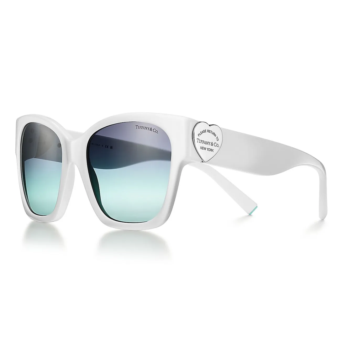Tiffany & Co. Return to Tiffany® Sunglasses in White Acetate with Tiffany Blue® Lenses | ^Women Return to Tiffany®|Tiffany Blue® Gifts