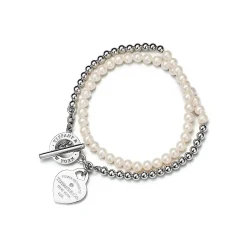 Tiffany & Co. Return to Tiffany® Wrap Bead Bracelet in Silver with Pearls and a Diamond, Small | ^ Bracelets|Gifts for Her