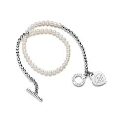Tiffany & Co. Return to Tiffany® Wrap Bead Bracelet in Silver with Pearls and a Diamond, Small | ^ Bracelets|Gifts for Her