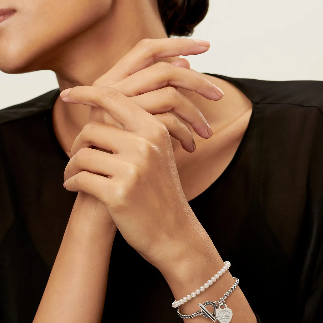 Tiffany & Co. Return to Tiffany® Wrap Bead Bracelet in Silver with Pearls and a Diamond, Small | ^ Bracelets|Gifts for Her