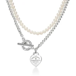 Tiffany & Co. Return to Tiffany® Wrap Necklace in Silver with Pearls and a Diamond, Small | ^ Necklaces & Pendants|Gifts for Her