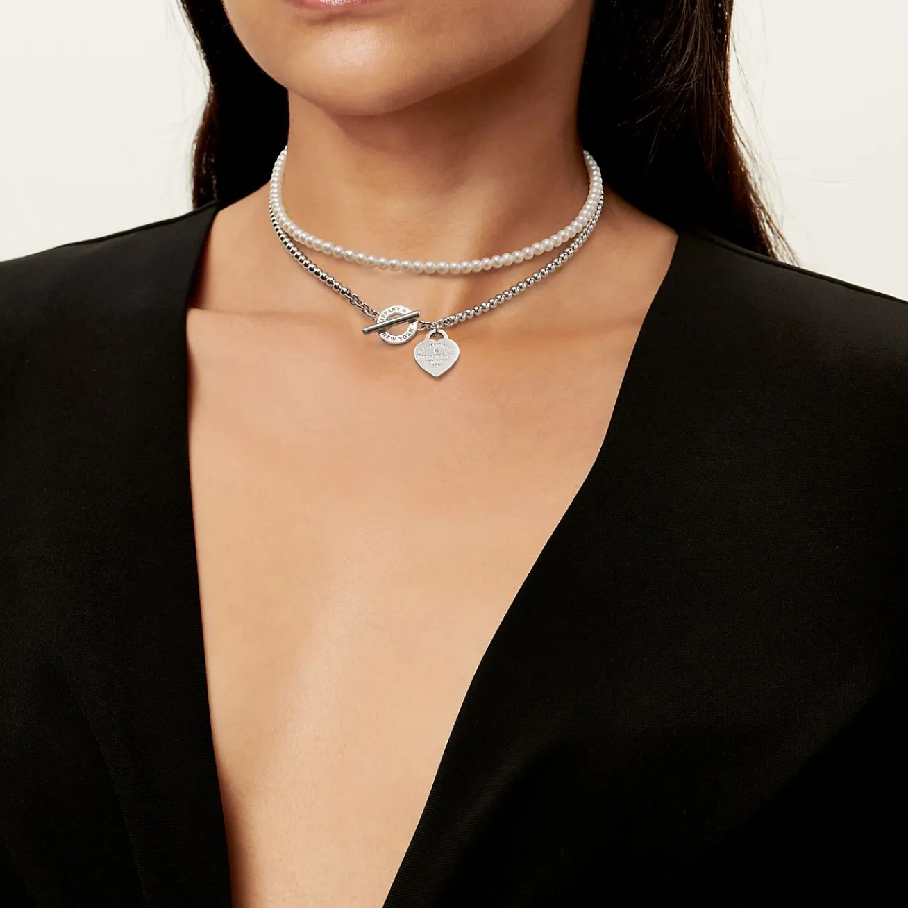 Tiffany & Co. Return to Tiffany® Wrap Necklace in Silver with Pearls and a Diamond, Small | ^ Necklaces & Pendants|Gifts for Her