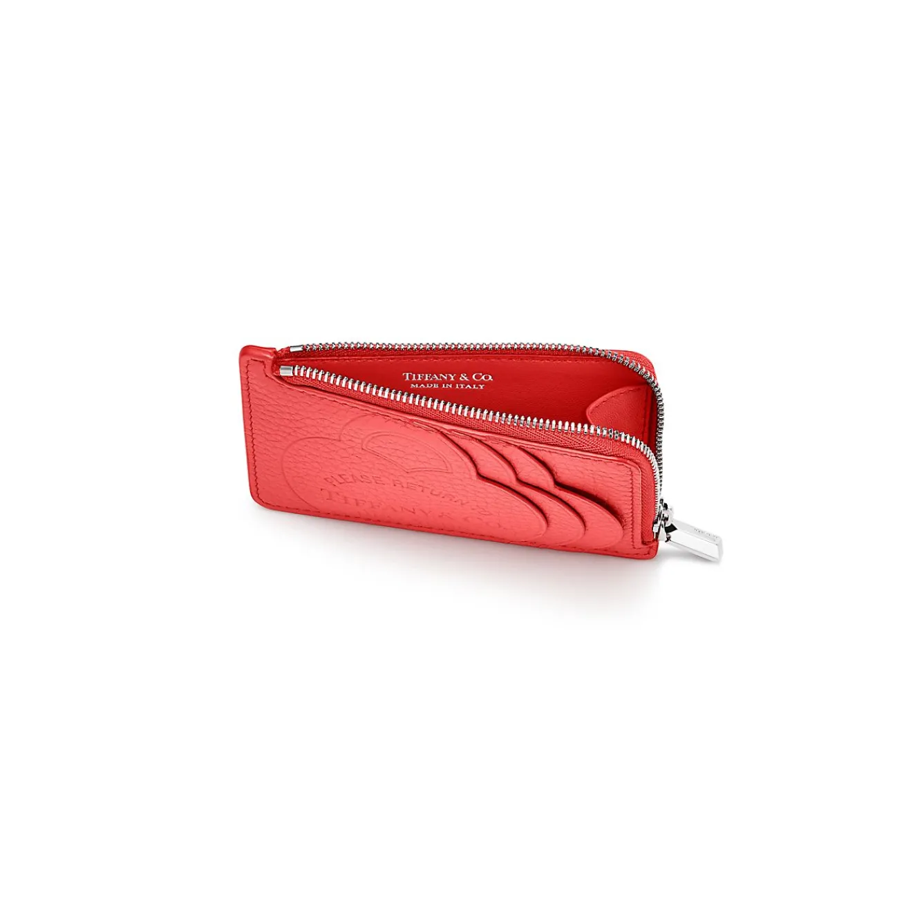 Tiffany & Co. Return to Tiffany® Zip Card Case Hibiscus Red Leather | ^Women Business Gifts|Small Leather Goods