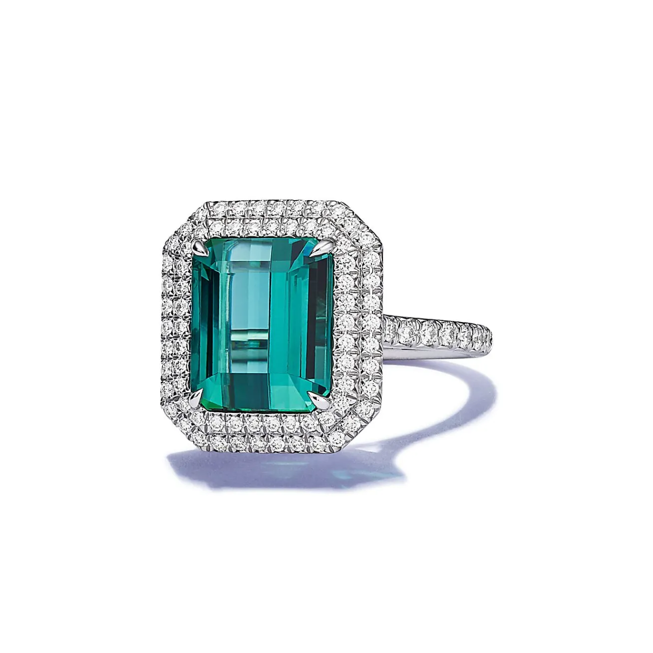 Tiffany & Co. Ring in Platinum with a Green Tourmaline and Diamonds | ^ Rings|Diamond Jewelry
