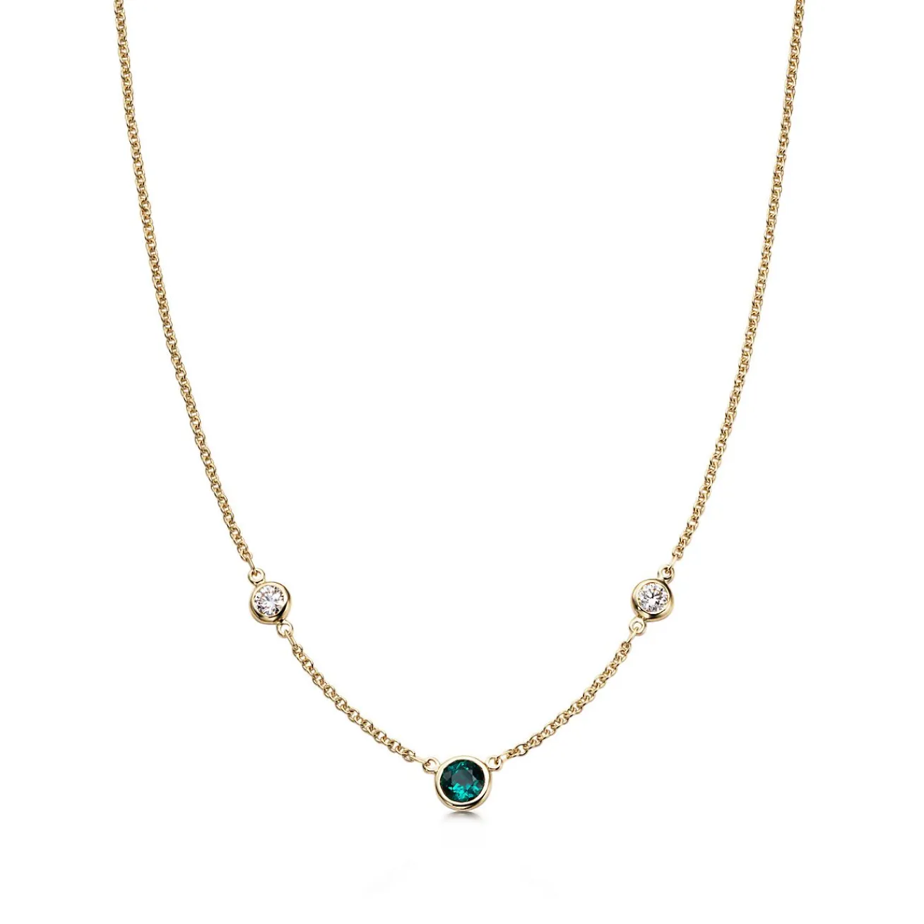 Tiffany & Co. Shop Elsa Peretti® 18K Gold, Diamond and Emerald Necklace | ^ Necklaces & Pendants|Gold Jewelry