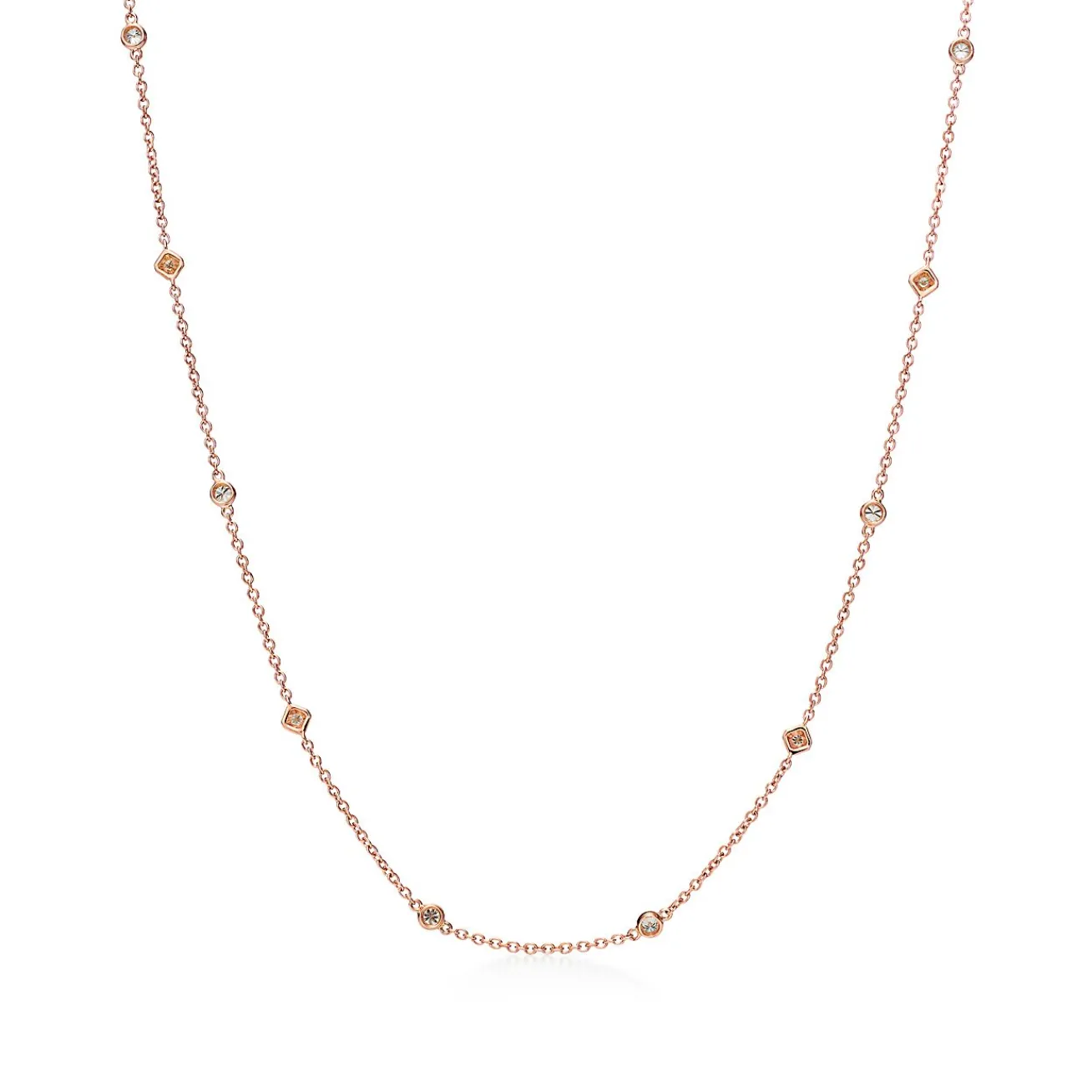 Tiffany & Co. Square Chain Necklace in Rose Gold with Diamonds | ^ Necklaces & Pendants|Rose Gold Jewelry