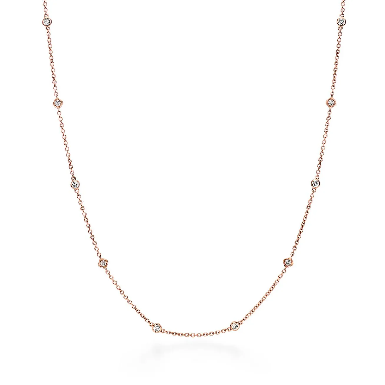 Tiffany & Co. Square Chain Necklace in Rose Gold with Diamonds | ^ Necklaces & Pendants|Rose Gold Jewelry