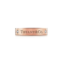 Tiffany & Co. T&CO.® band ring in 18k rose gold with diamonds, 4 mm. | ^Women Rings|Rose Gold Jewelry