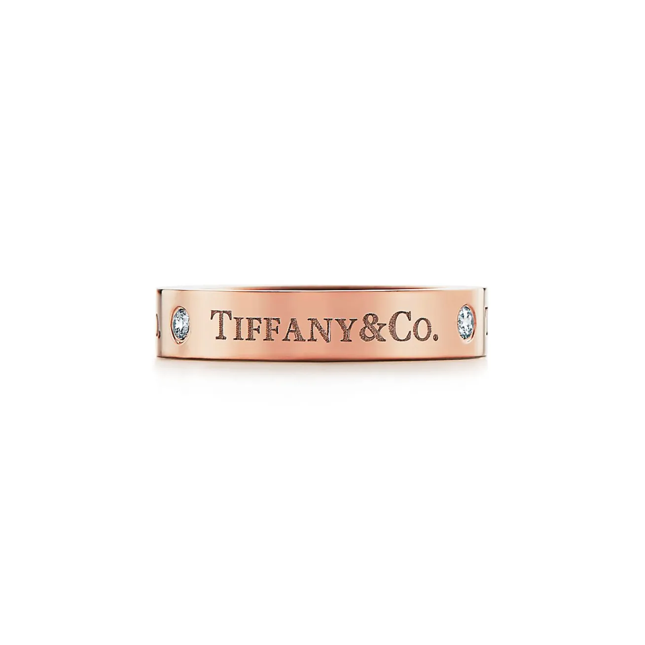 Tiffany & Co. T&CO.® band ring in 18k rose gold with diamonds, 4 mm. | ^Women Rings|Rose Gold Jewelry