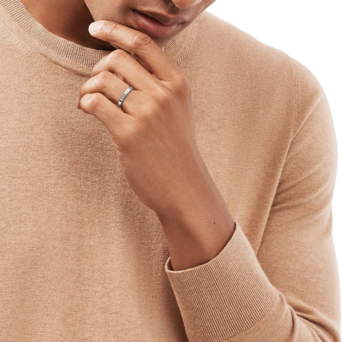 Tiffany & Co. T&CO.® Band Ring in Platinum with a Diamond | ^ Rings|Platinum Jewelry