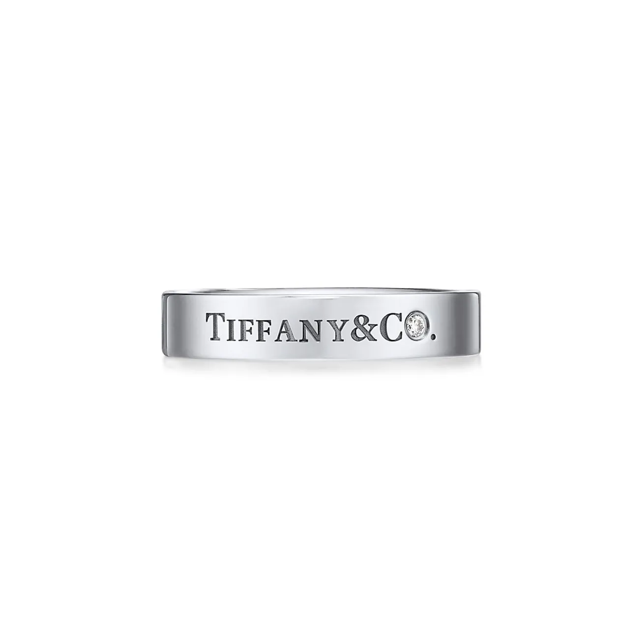Tiffany & Co. T&CO.® Band Ring in Platinum with a Diamond | ^ Rings|Platinum Jewelry
