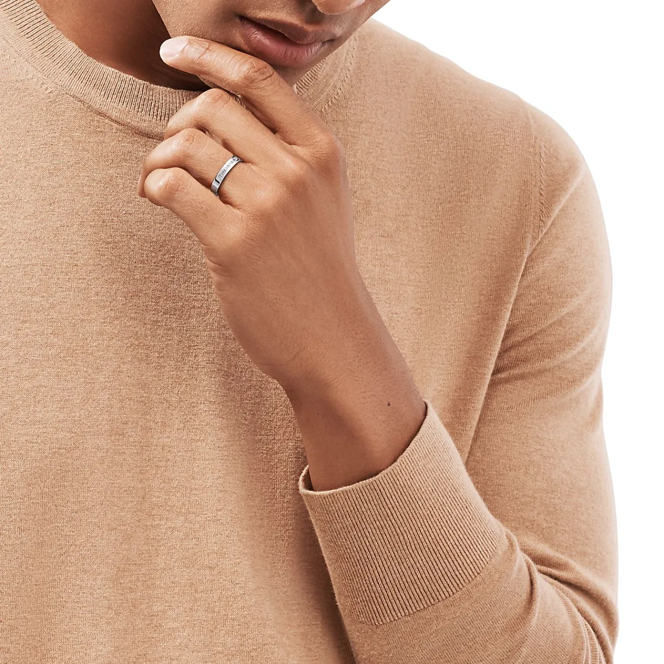 Tiffany & Co. T&CO.® Band Ring in Platinum with a Diamond | ^ Rings|Platinum Jewelry