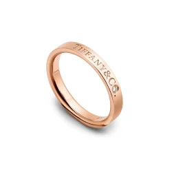 Tiffany & Co. T&CO.® Band Ring in Rose Gold with a Diamond | ^ Rings|Rose Gold Jewelry