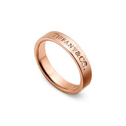 Tiffany & Co. T&CO.® Band Ring in Rose Gold with a Diamond | ^ Rings|Rose Gold Jewelry