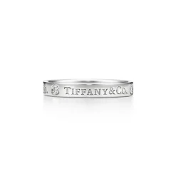 Tiffany & Co. T&CO.® band ring with diamonds in platinum, 3mm wide. | ^Women Rings|Platinum Jewelry