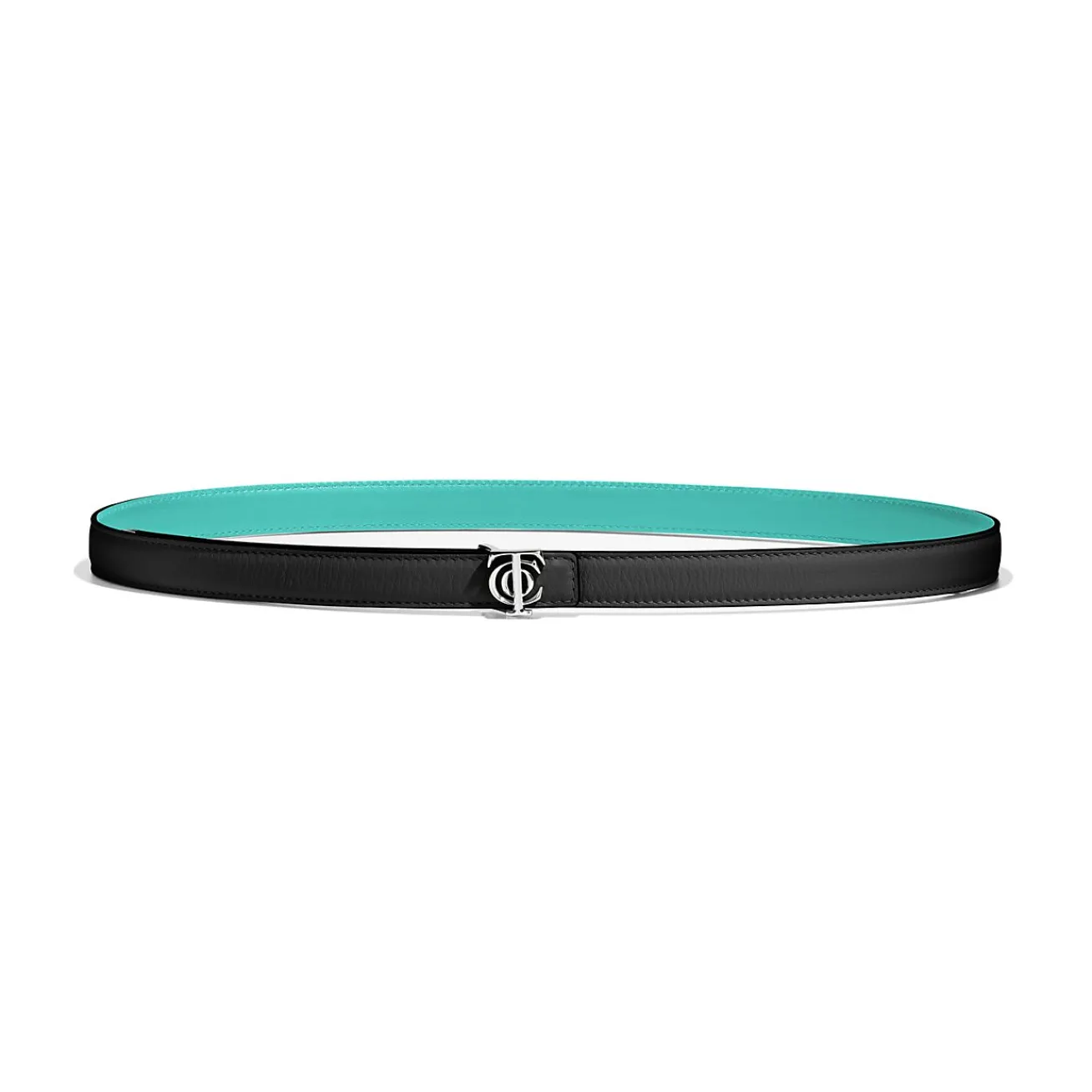 Tiffany & Co. T&CO.® Reversible Belt Strap in Tiffany Blue® and Black Leather, 20 mm Wide | ^Women Belts|Women's Accessories