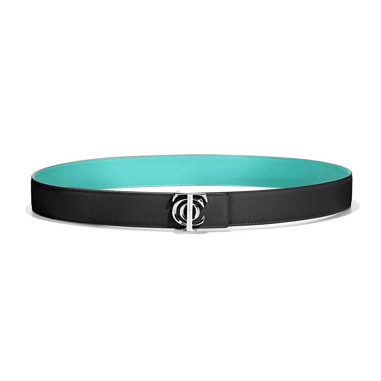 Tiffany & Co. T&CO.® Reversible Belt Strap in Tiffany Blue® and Black Leather, 35 mm Wide | ^Women Belts|Women's Accessories