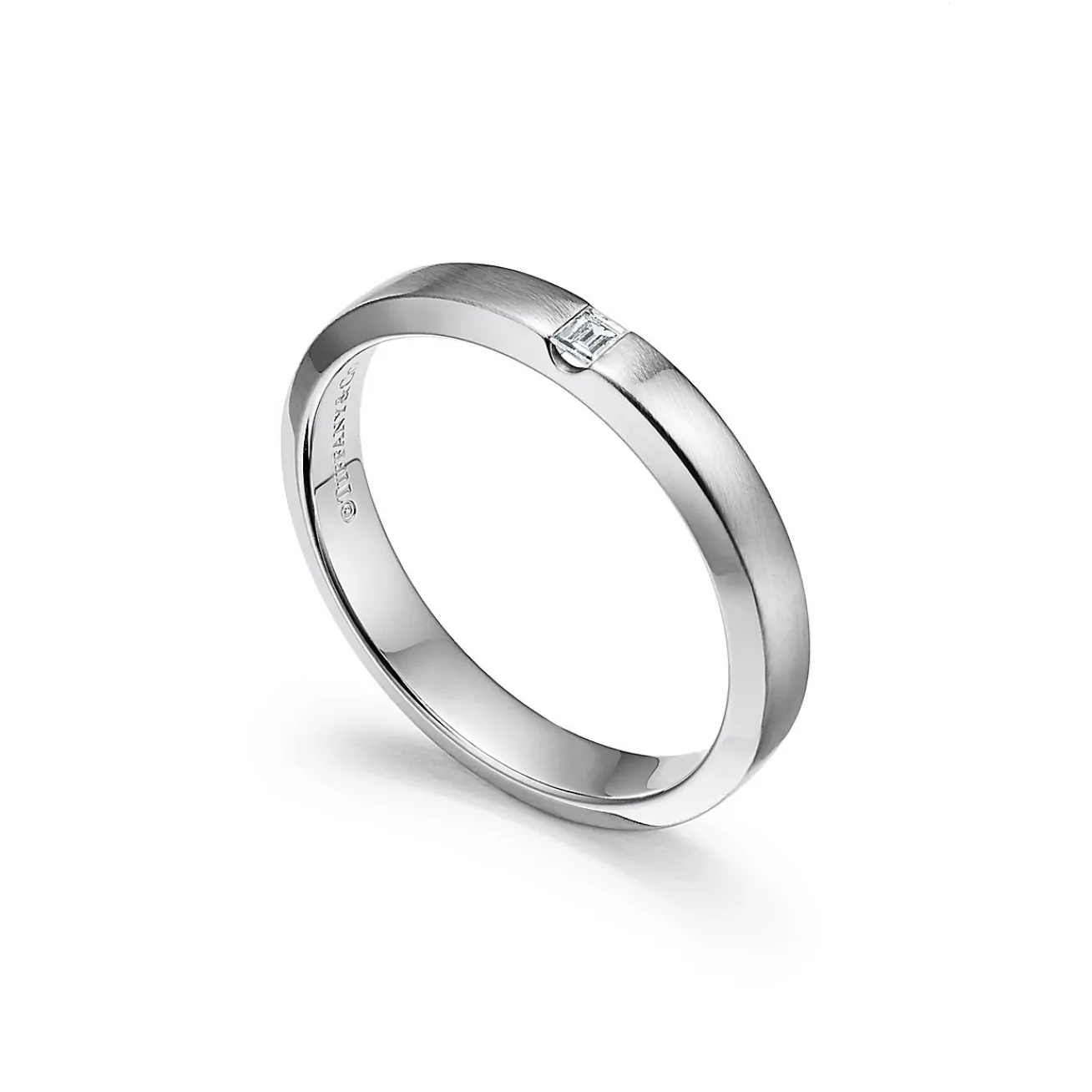 Tiffany & Co. The Charles Tiffany Setting Satin Finish Ring in Platinum with a Diamond, 3 mm | ^Women Rings|Men's Jewelry