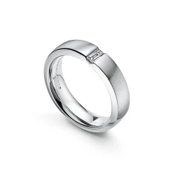 Tiffany & Co. The Charles Tiffany Setting Satin Finish Ring in Platinum with a Diamond, 5 mm | ^ Rings|Platinum Jewelry