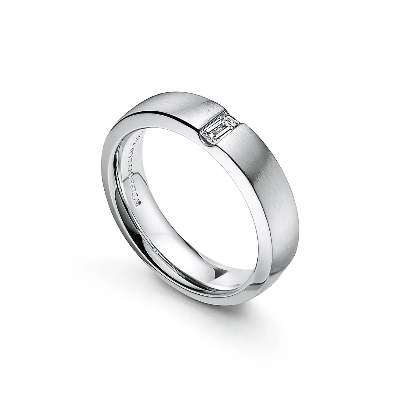 Tiffany & Co. The Charles Tiffany Setting Satin Finish Ring in Platinum with a Diamond, 5 mm | ^ Rings|Platinum Jewelry