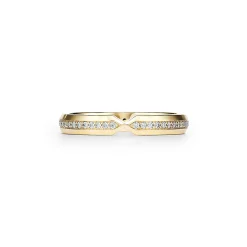 Tiffany & Co. The Tiffany® Setting nesting narrow band ring in 18k gold with diamonds. | ^ Rings|Gold Jewelry