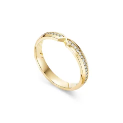 Tiffany & Co. The Tiffany® Setting nesting narrow band ring in 18k gold with diamonds. | ^ Rings|Gold Jewelry