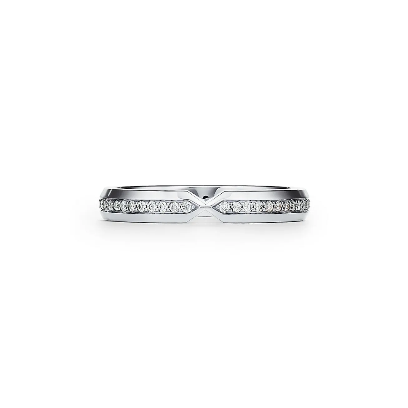 Tiffany & Co. The Tiffany® Setting nesting narrow band ring in platinum with diamonds. | ^Women Rings|Stacking Rings